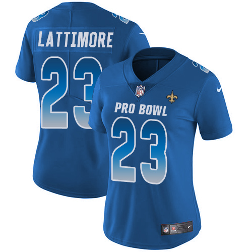 Nike Saints #23 Marshon Lattimore Royal Women's Stitched NFL Limited NFC 2018 Pro Bowl Jersey